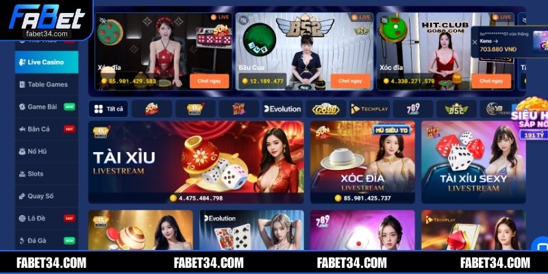Sảnh Live Casino FABET rất hiện đại, dễ dàng truy cập mọi thiết bị